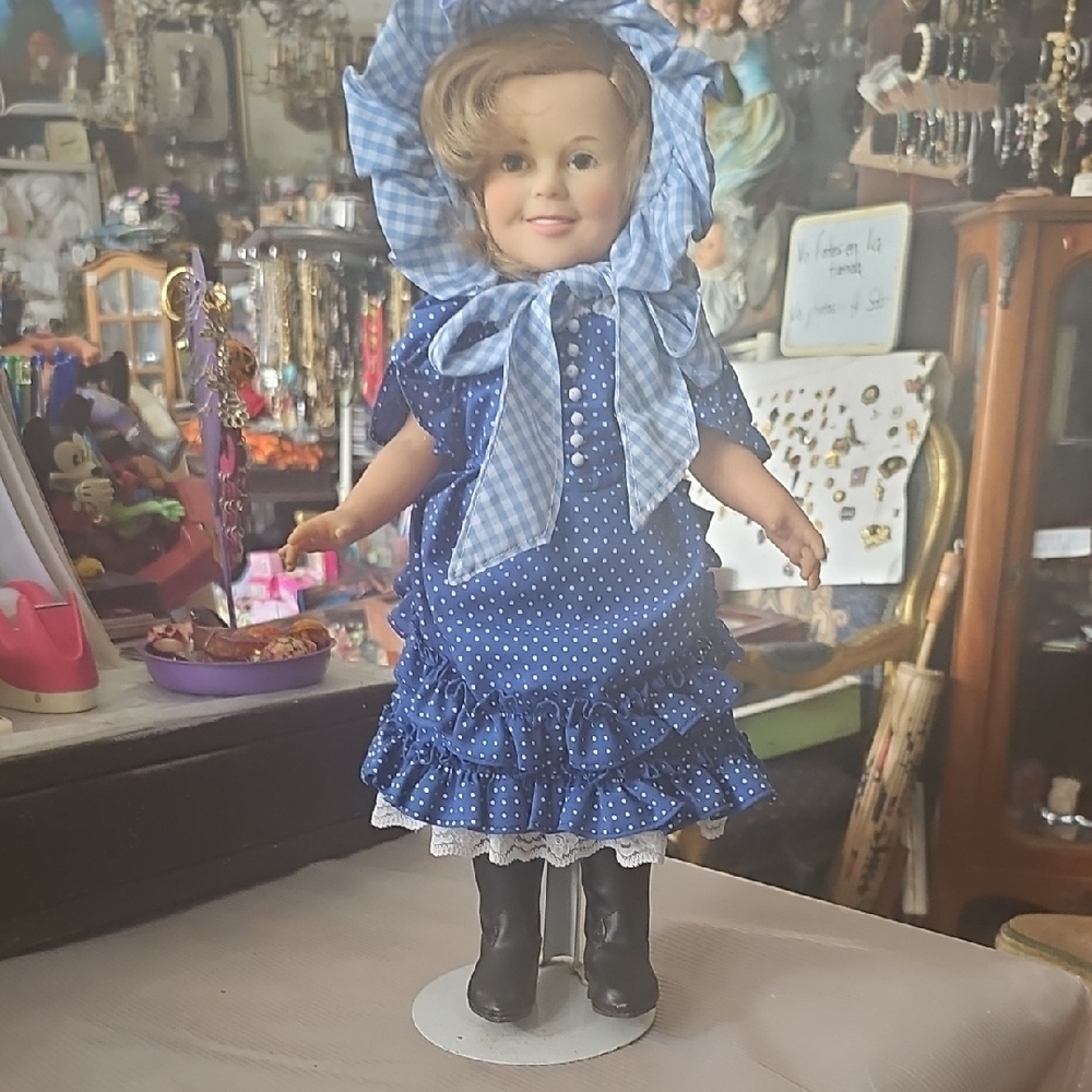 Shirley Temple 1972 Blue Polka Dot Girls' Dress-Up Doll with Bonnet